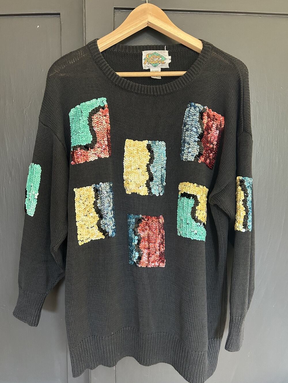 Vintage Corn Flakes Multicolor Sequin Novelty Sweater